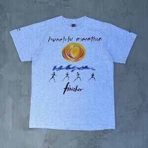 Vintage Single Stitch Nike 1993 Honolulu Marathon Finisher Hawaii Sun T Shirt